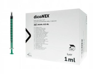 Strzykawki 3-częściowe dicoNEX Luer  1ml 100szt.