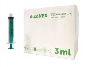 Strzykawki 3-częściowe dicoNEX Luer Lock 3ml 100szt.