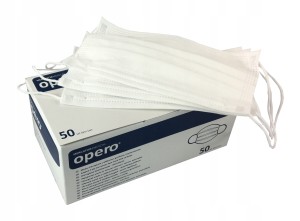 Maseczki chirurgiczne z gumką białe 50szt. 