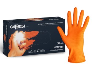 Rękawice nitrylowe grube GRIPZZLY pomarańczowe 50szt.