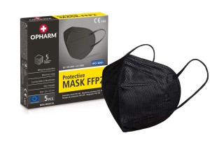 Maski maseczki ochronne FFP2 czarne Opharm 5szt. 