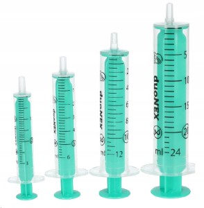 Strzykawki 2-częściowe duoNEX LUER z zielonym tłokiem 100szt.