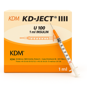 Strzykawki insulinowe KD-JECT III – 1 ml, z wymienną igłą, 3-częściowe, luer, U 100 (0,4mm x 12mm), 100 szt.